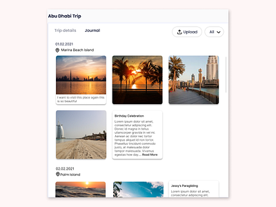 Travel journal - Images / Blogs blogs cards cards ui diary figma figmadesign images journal journals pictures travel travel app ui ui ux ui design uiux ux website website concept website design