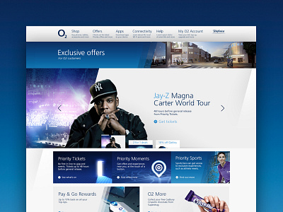 O2 Portal Redesign blue devices ecommerce gradient hadset jay z mobile phones network o2 offers ui