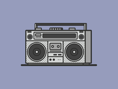 Boombox 80s boombox flat hip hop illustration music radio speakers vector