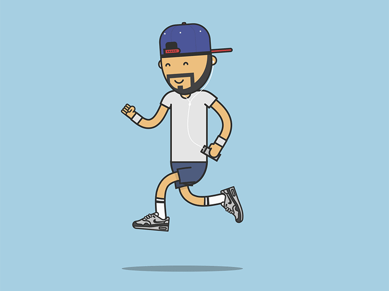 Running! cap flat colours illustration ipod nike run run cycle socks vector