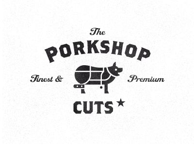 Porkshop artison brand butcher butchery chop chopper chopshop creative creative logo cut food logo logo design logo designer mark meat pieces pig pork workshop