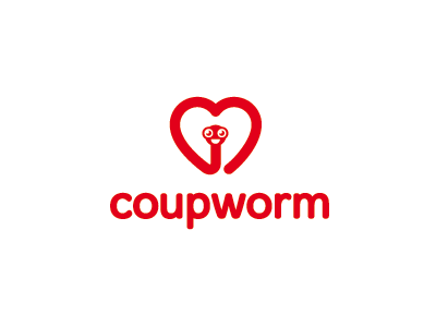 Coupworm apple brand character coupon creative creative logo discount favorite heart logo logo design logo designer love mark mascot sales worm