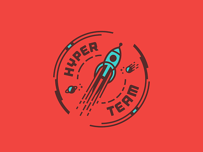 Hyperteam astronaut badge body creative hyper kid logo logo design rocket space team