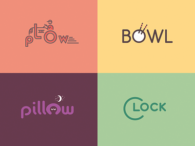 Words bowl clock hieroglyph logo mark pillow plow word image