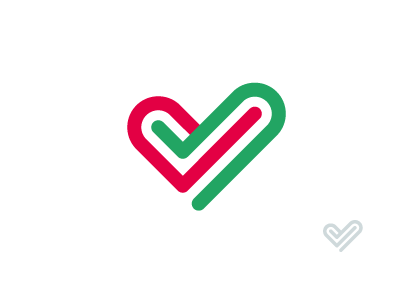 Heart-check mark combo brand check concept heart logo mark