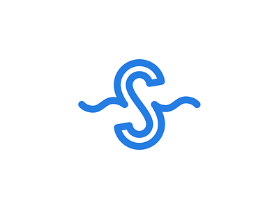 S + S letter s logo mark sea water wave