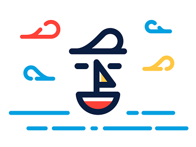 happy captain boat captain cloud happy line logo sea symbol