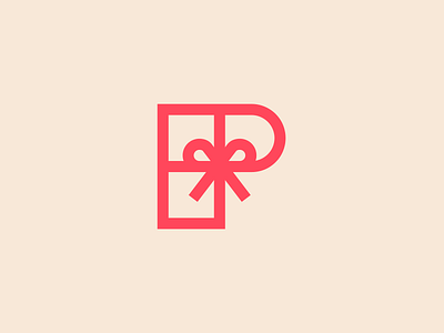 Present gift logo mark p present symbol