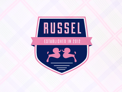 Russel apparel brand emblem logo mark poodle preppy