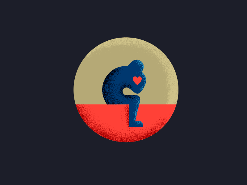 Thinker heart think blue red passion emotions reason heart thinker illustration