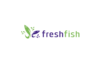 Freshfish bio brand concept creative logo eco fish fresh leaf logo mark simple