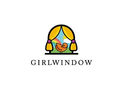 Girlwindow brand concept creative logo girl hair innocence logo mark window