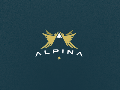 Alpina adventure alpine bird brand concept creative logo eagle falcon logo mark mountain peak