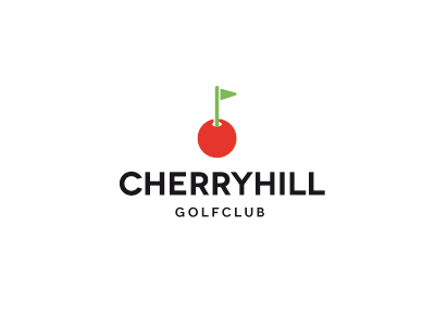 Cherryhill brand cherry concept creative logo flag golf green hill logo mark putt