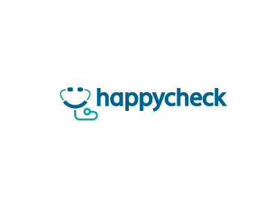 Happycheck brand concept creative logo doctor happy health checkup home logo mark medical medical check smile
