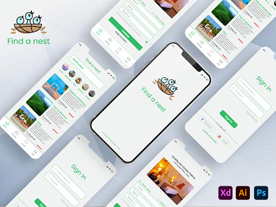Find a NEST adobexd holiday booking app hotel and home stay booking app