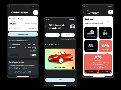 Car insurance app concept