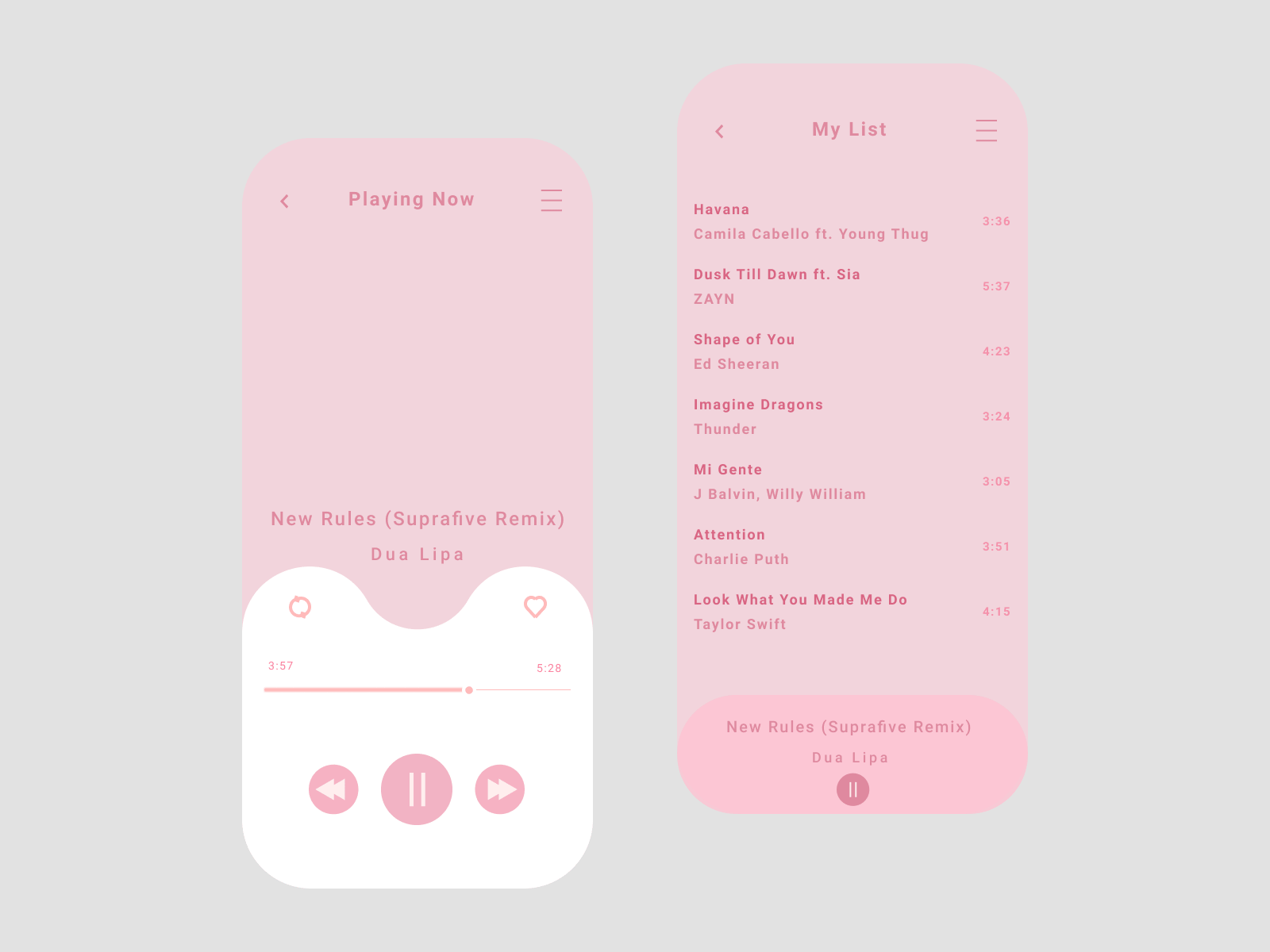 Music player app design ui