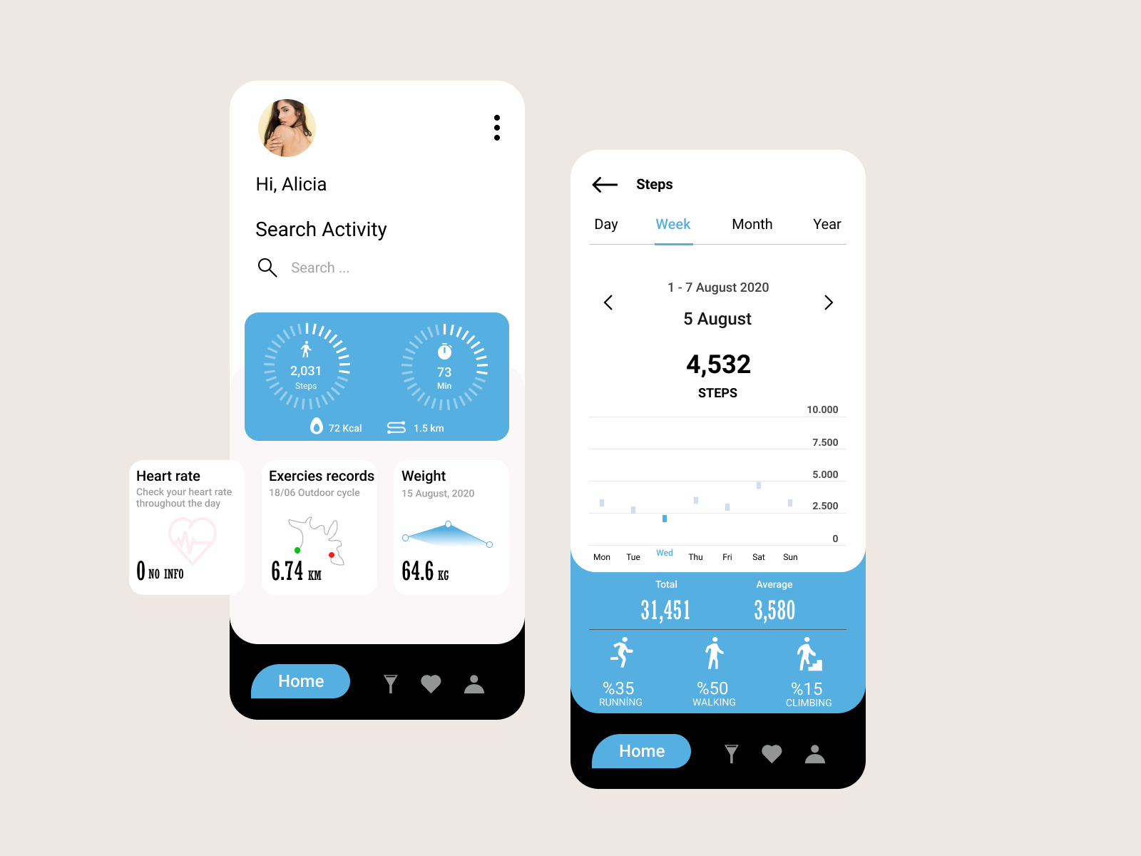 Health App app design ui ux