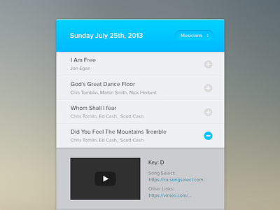 Set List Web App accordion music show hide songs web app widget worship