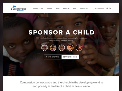 Compassion Redesign banner button card compassion homepage profile redesign web website