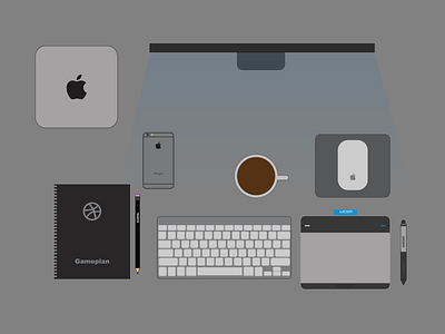 My Work Desk coffee design desk illustration illustrator iphone mac screen tablet wacom work