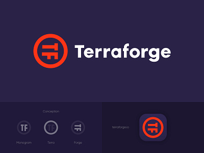 Terraforge branding forge icon identity logo logotype mark monogram sign smolkinvision symbol terra terraforge