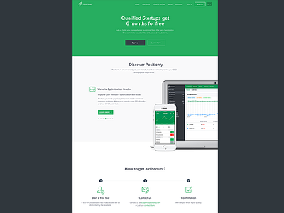 Startups / Positionly benefits computers design green landing landing page positionly seo webdesign website
