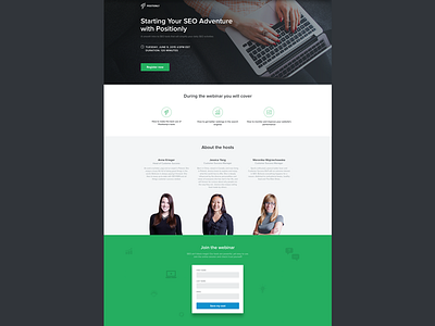 Positionly webinar landing page