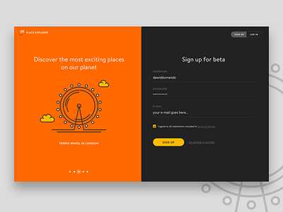 Sign Up Page interface log in orange sign in sign up ui user interface ux