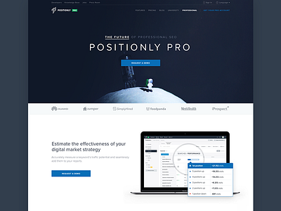 Positionly Pro Landing Page blue computer dark landing page positionly pro product ui