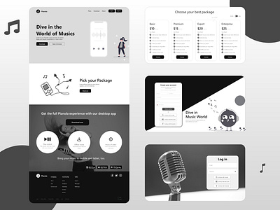 White - Black Music Website daily creative challenge ui ux