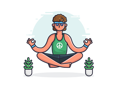 A Hippie's Yoga Practice characterdesign exploration illustration flat design flat style design flying hippie hippies magic meditation surreal yoga illustration