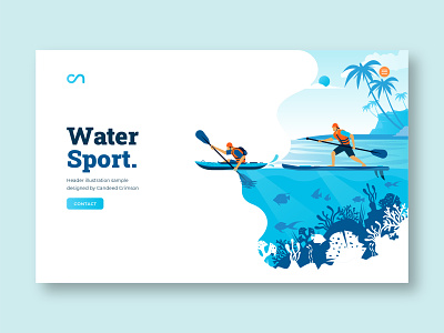 Water sport illustration canoe header illustration kayak kayaking paddle board row boat sport ui watersport