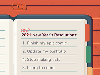 2022 New Year's Resolution - Red To Do List Notes & a Paper Clip adobe illustrator books books illustration clipboard diary happy new year new year note taking notebook notes notes icon office tools paper task task management to do list todo list vector illustration vector illustration flat design