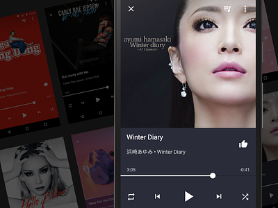 Android Music Player android framerjs materialdesign musicplayer playmusic prototype uidesign