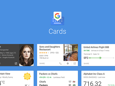 Cards in Gboard