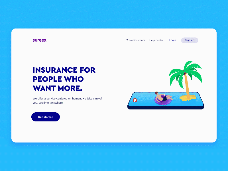 Insurance landing page after effect animation flat illustration insurance landing page ui ux