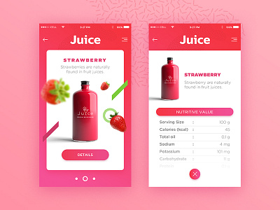 Juice Mobile App - Strawberry android app bottle concept fresh ios juice mobile strawberry ui ux
