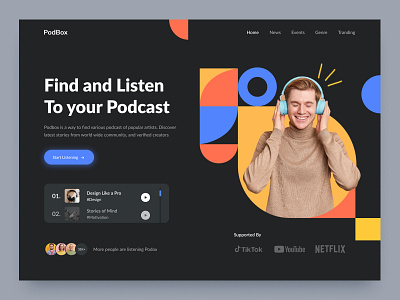 PodBox Podcast website landing page podcast ui ux web design