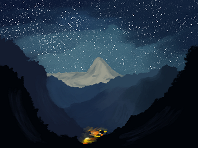 Night landscape illustration