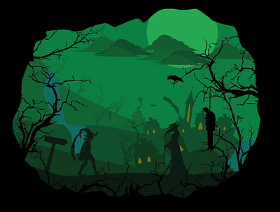 Der Rattenfänger von Hameln (Tunnel Book) illustration silhouette tale vector