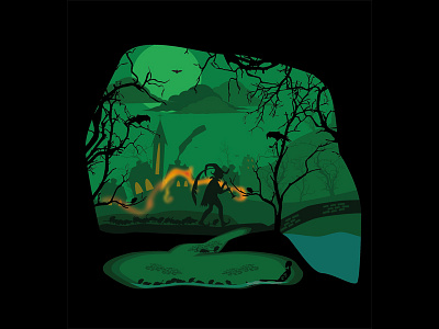 Der Rattenfänger von Hameln (Tunnel Book) illustration silhouette tale vector