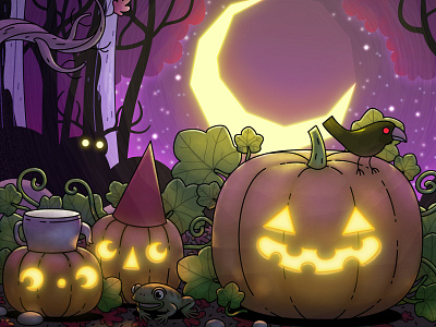 Halloween halloween illustration moon night over the garden wall pixel graphics pumpkin vector graphics