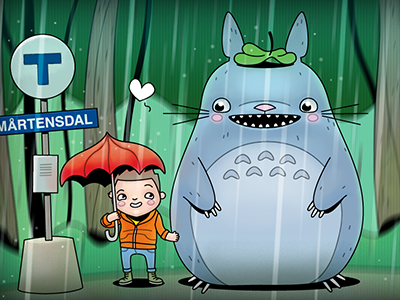 Totoro chan pixel graphics rain totoro tunnelbana umbrella vector graphics