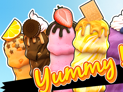 Ice cream 3d biscuit cookie cream ice cream orange pixel graphics strawberry summer textures vector graphics