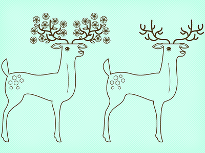 Deer cherry blossom deer flowers vector graphics