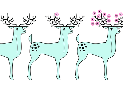 Springtime cherry blossom deer vector graphics