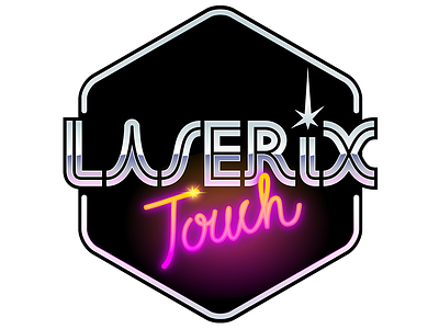 Laserix 80s chrome logo neon vector graphics