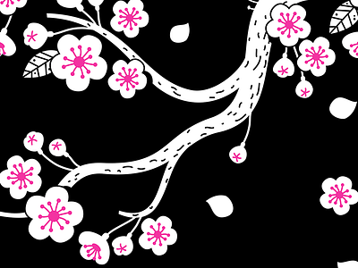 Sakura hanami cherry blossom flowers print spring vector graphics